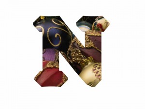 N logo filled with ornaments