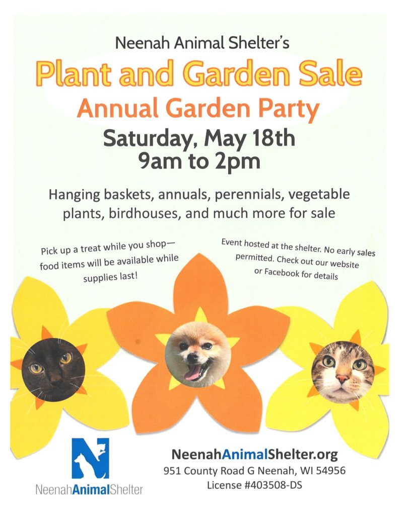 Plant & Garden Sale Annual Garden Party @ Neenah Animal Shelter